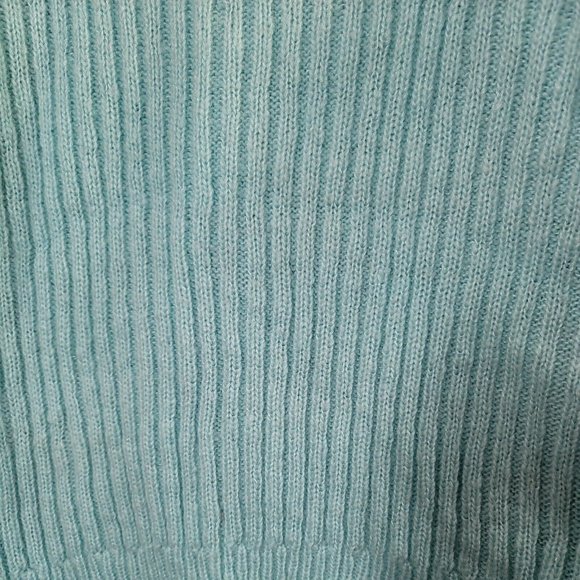 Vintage 1980s Chunky Teal & Grey Metallic Turtleneck Sweater Med/Large - Picture 4 of 8